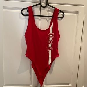 H&M Divided USA Red Bodysuit Size Medium NWT